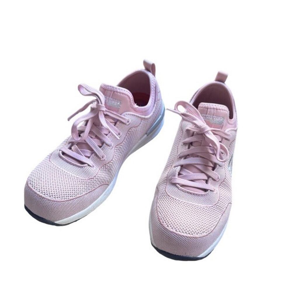 Sketchers Bulkin Balran Work Shoe Women’s 8 Wide Comp Toe Sparkly Pink Mesh